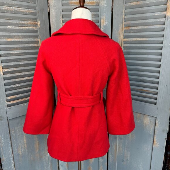 J. Crew Sadie Double Breasted Belted Wool Coat Poppy Red Sz 2 - Picture 8 of 16